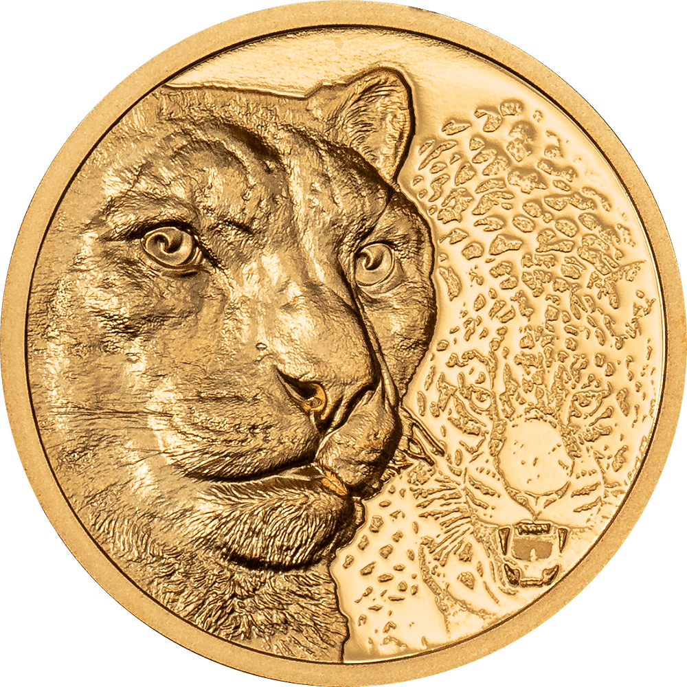 SNOW LEOPARD Wild Mongolia 1/10 Oz Gold Coin 1000 Togrog Mongolia 2024 - PARTHAVA COIN