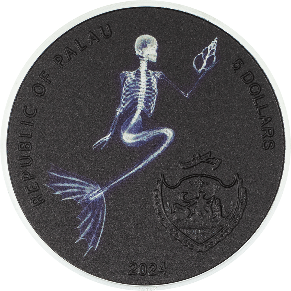 THE LAST MERMAID X Ray 1 Oz Silver Coin $5 Cook Islands 2024 - PARTHAVA COIN