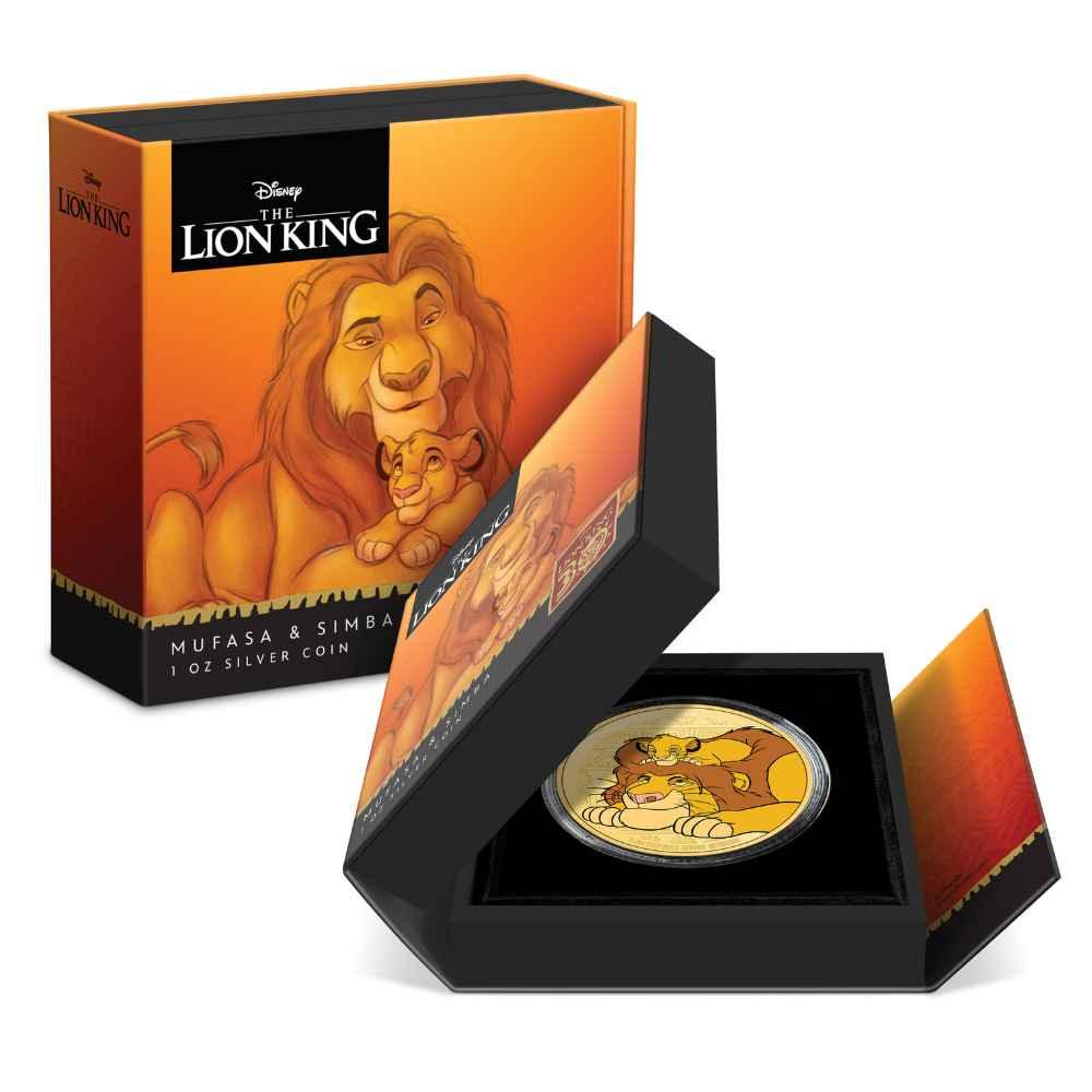 THE LION KING Disney 30th Anniversary Mufasa & Simba 1 Oz Silver Gilded Coin $2 Niue 2024 - PARTHAVA COIN