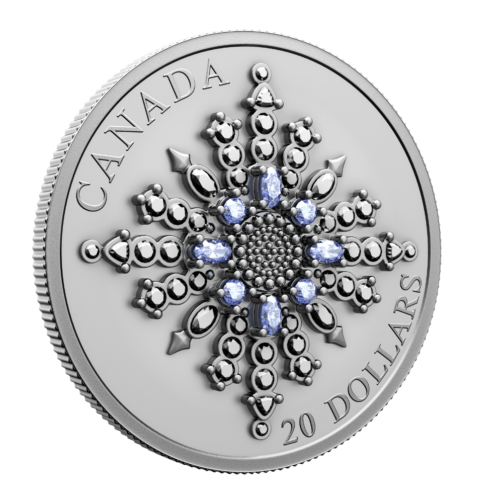 THE SAPPHIRE JUBILEE SNOWFLAKE BROOCH 1 Oz Silver Coin $20 Canada 2024 - PARTHAVA COIN