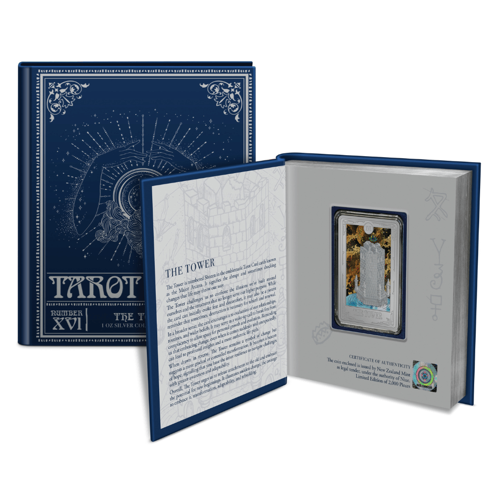 TOWER Tarot Cards 1 Oz Silver Coin $2 Niue 2024 - PARTHAVA COIN