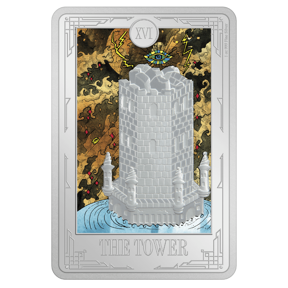 TOWER Tarot Cards 1 Oz Silver Coin $2 Niue 2024 - PARTHAVA COIN
