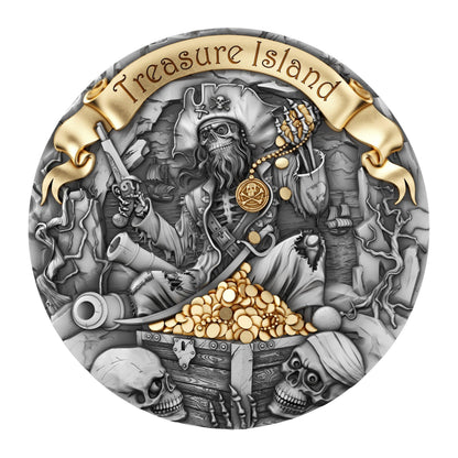 TREASURE ISLAND 2 Oz Silver Coin 2000 Francs Cameroon 2024 - PARTHAVA COIN