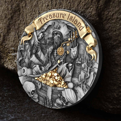 TREASURE ISLAND 2 Oz Silver Coin 2000 Francs Cameroon 2024 - PARTHAVA COIN