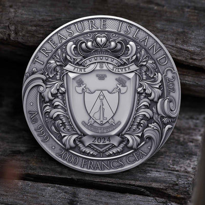 TREASURE ISLAND 2 Oz Silver Coin 2000 Francs Cameroon 2024 - PARTHAVA COIN
