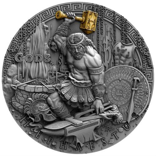 HEPHAESTUS God of blacksmiths Gods 2 Oz Silver Coin 2$ Niue 2019 - PARTHAVA COIN