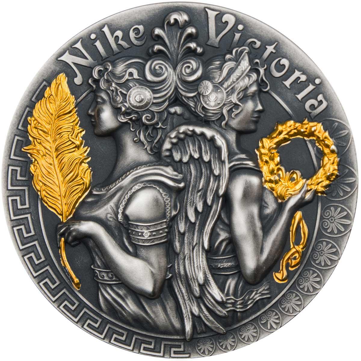 VICTORIA AND NIKE Strong and Beautiful Goddesses 2 Oz Silver Coin 5$ Niue 2018 - PARTHAVA COIN