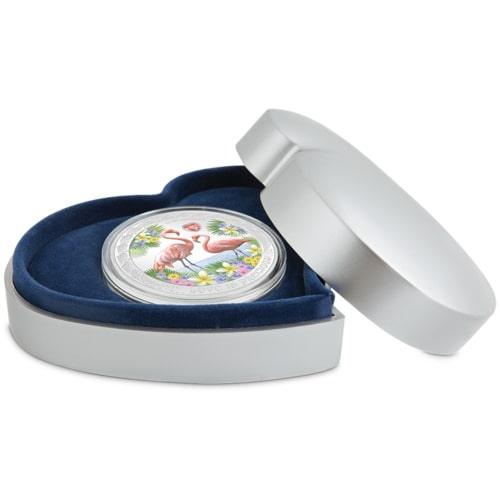 1 oz. Pure Silver Coin - Love is Precious: Flamingos - PARTHAVA COIN