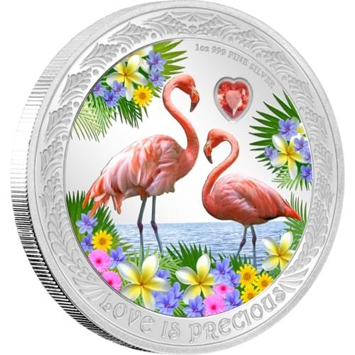 1 oz. Pure Silver Coin - Love is Precious: Flamingos - PARTHAVA COIN