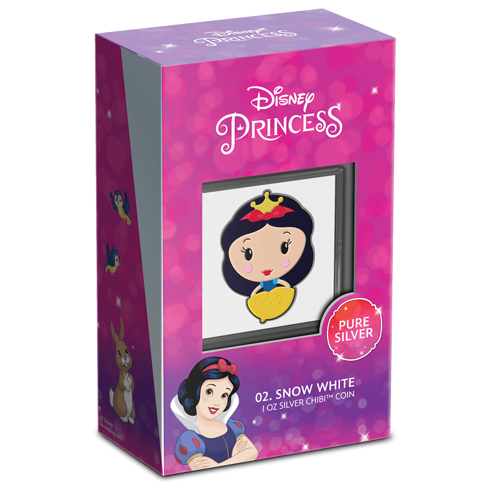 SNOW WHITE, 1oz Pure Silver Coin, Series: Chibi® Coin Collection Disney Princess 2021, Niue, NZ Mint - PARTHAVA COIN