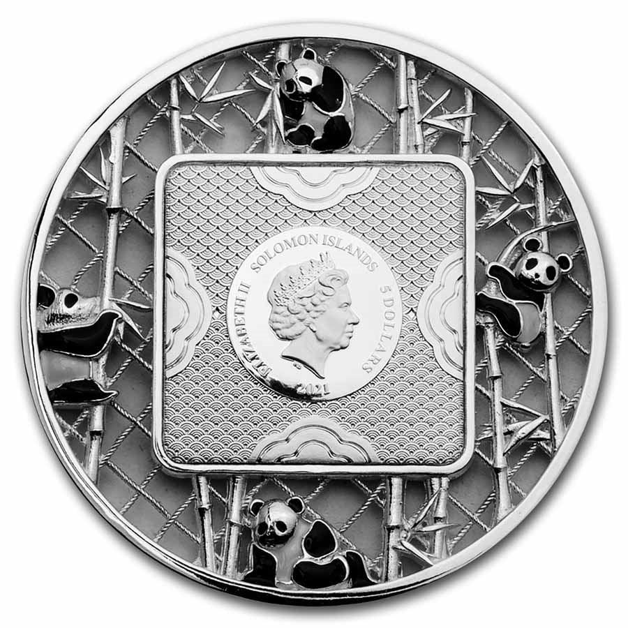 FILIGREE PANDA 2 Oz Silver Coin $5 Solomon Island 2021 - PARTHAVA COIN