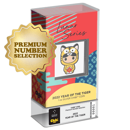 PREMIUM NUMBER SELECTION, 2022 YEAR OF THE TIGER, 1 oz Pure Silver Coin, Series: Chibi® Coin Collection Lunar Series 2022, Niue, NZ Mint - PARTHAVA COIN
