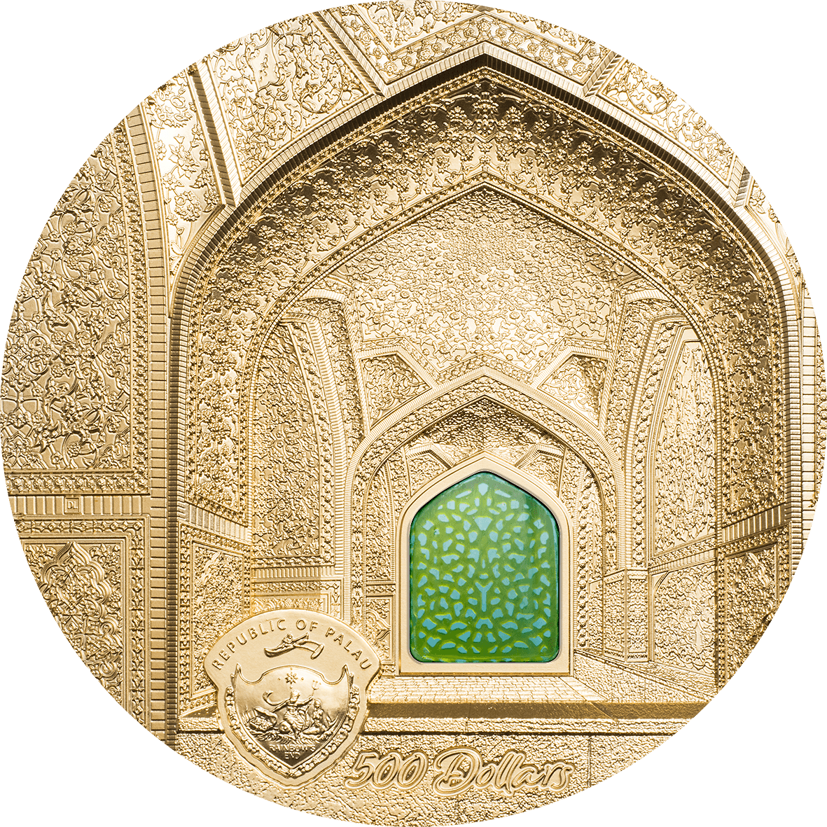 TIFFANY ART Isfahan 5 Oz Gold Coin $500 Palau 2020 - PARTHAVA COIN