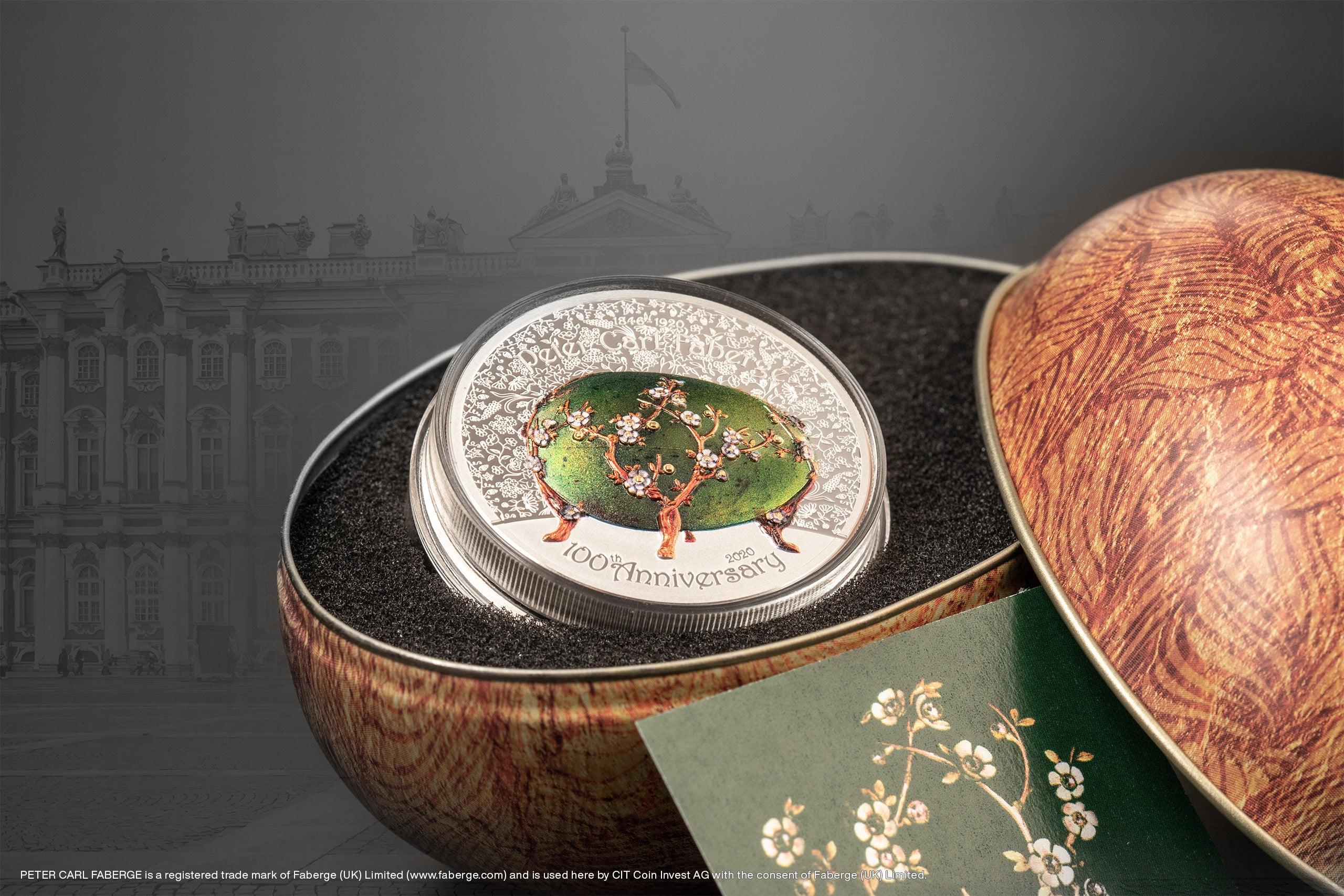FABERGE EGG Peter Carl 100th Anniversary 2 Oz Silver Coin 1000 Togrog Mongolia 2020 - PARTHAVA COIN