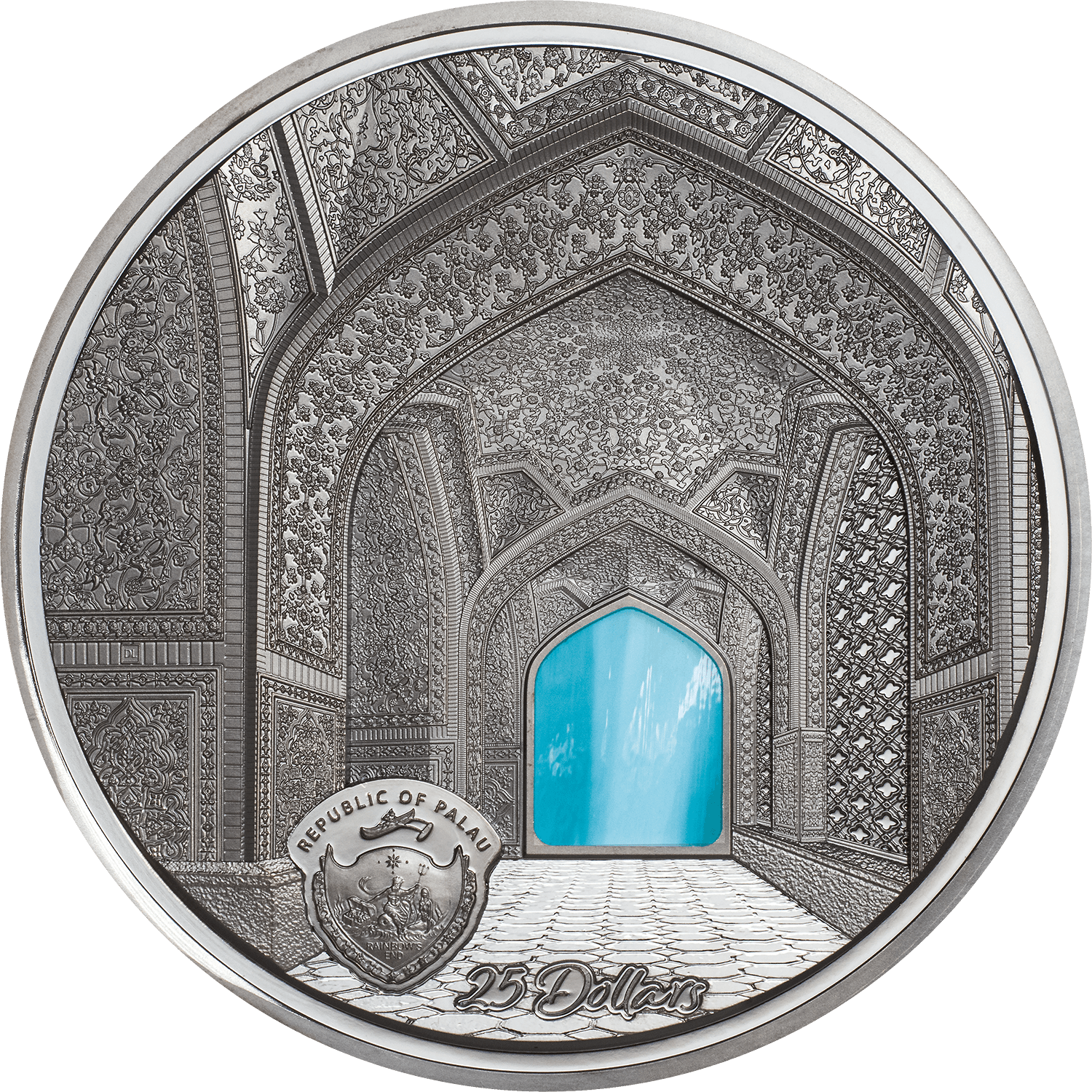 TIFFANY ART Isfahan 5 Oz Silver Coin $25 Palau 2020 - PARTHAVA COIN
