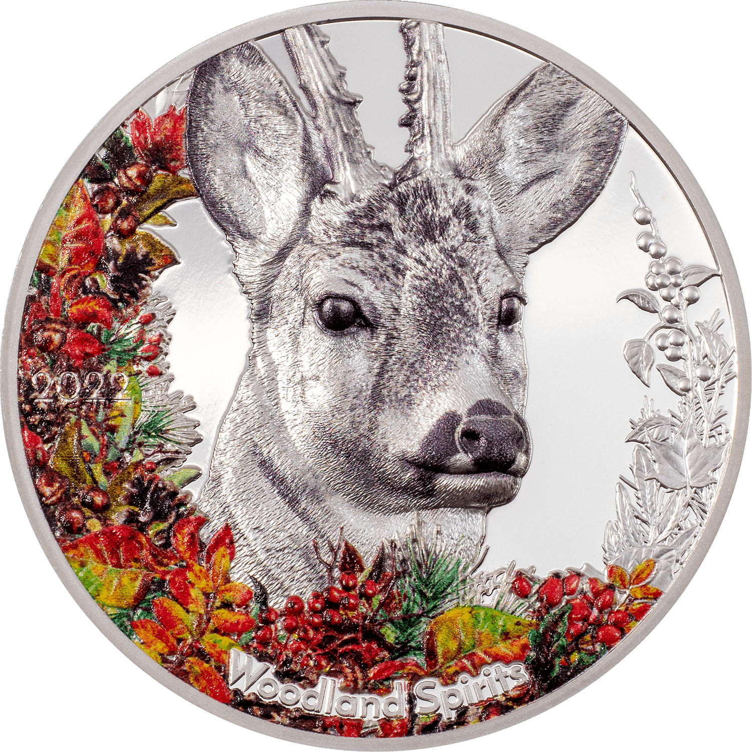 DEER Woodland Spirit 1 Oz Silver Coin 500 Togrog Mongolia 2022 - PARTHAVA COIN