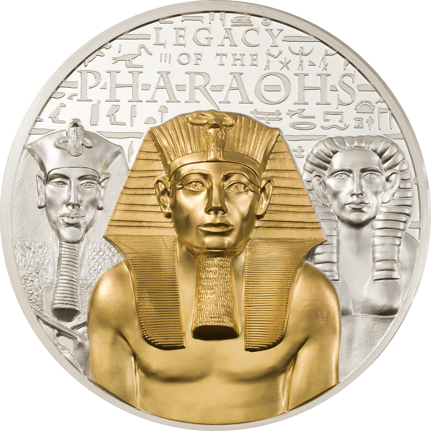 LEGACY OF THE PHARAOHS Gilded Proof 3 Oz Silver Coin $20 Cook Islands 2022 - PARTHAVA COIN