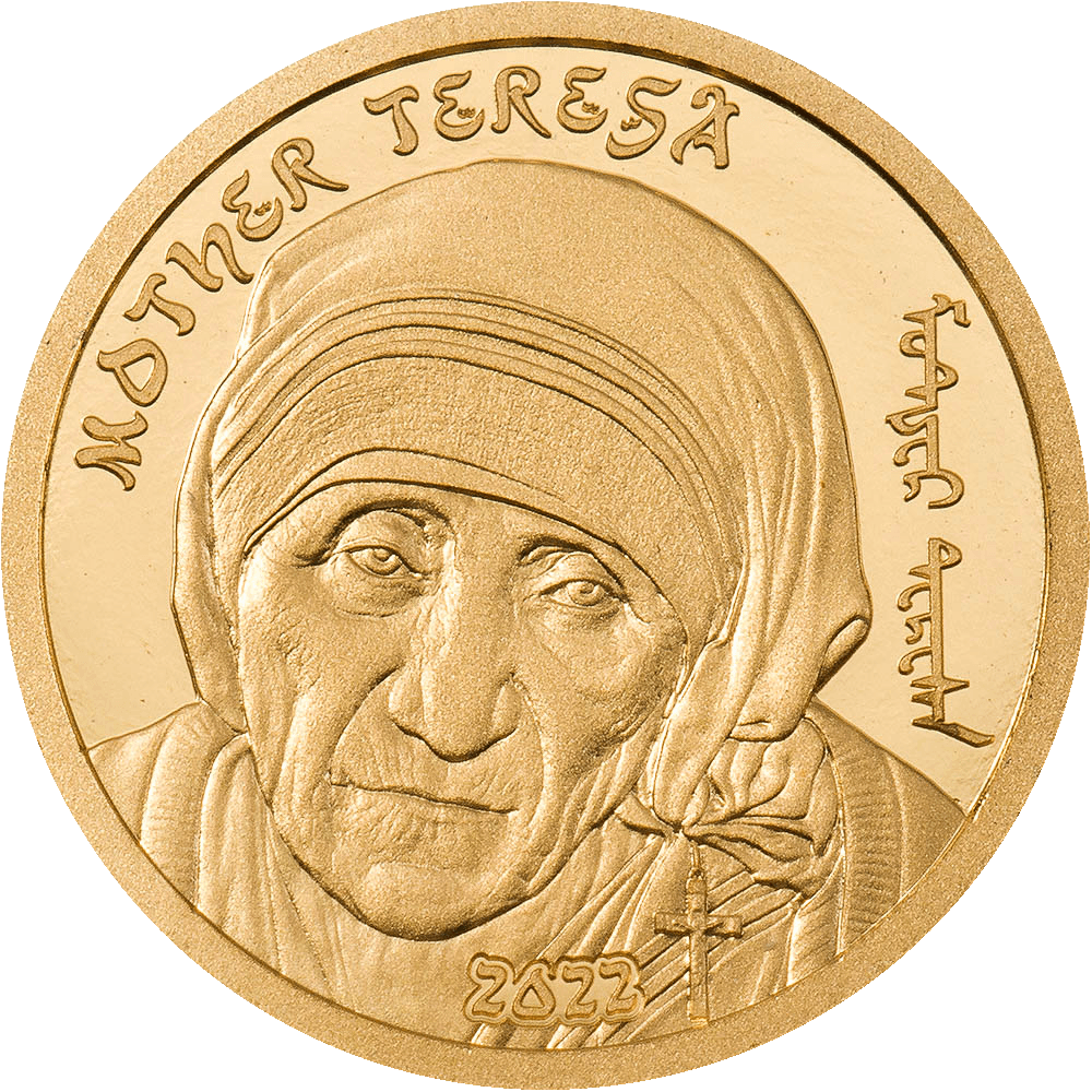 MOTHER TERESA Gold Coin 1000 Togrog Mongolia 2022 - PARTHAVA COIN