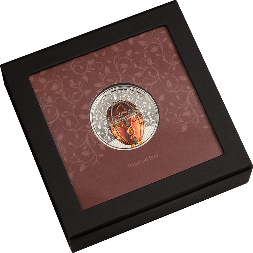 ROSEBUD FABERGE EGG Peter Carl 2 Oz Silver Coin 1000 Togrog Mongolia 2022 - PARTHAVA COIN