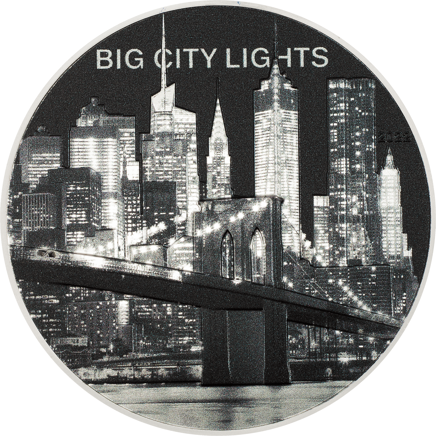 NEW YORK Big City Lights 1 Oz Silver Coin $5 Cook Islands 2022 - PARTHAVA COIN