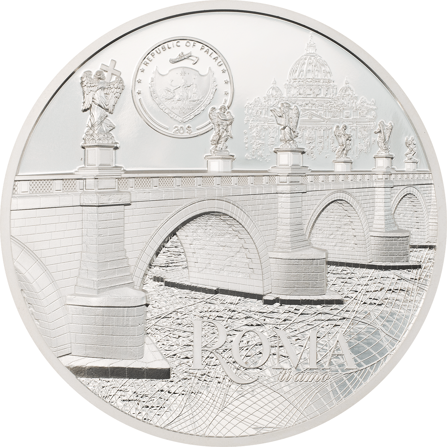 ROMA Tiffany Art Metropolis Rome 3 Oz Silver Coin $20 Palau 2022 - PARTHAVA COIN