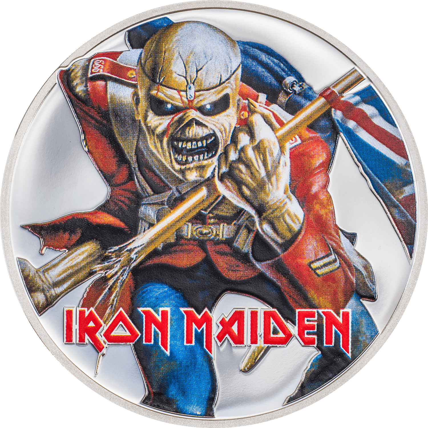 EDDIE THE TROOPER Iron Maiden 1 Oz Silver Coin $5 Cook Islands 2023 - PARTHAVA COIN