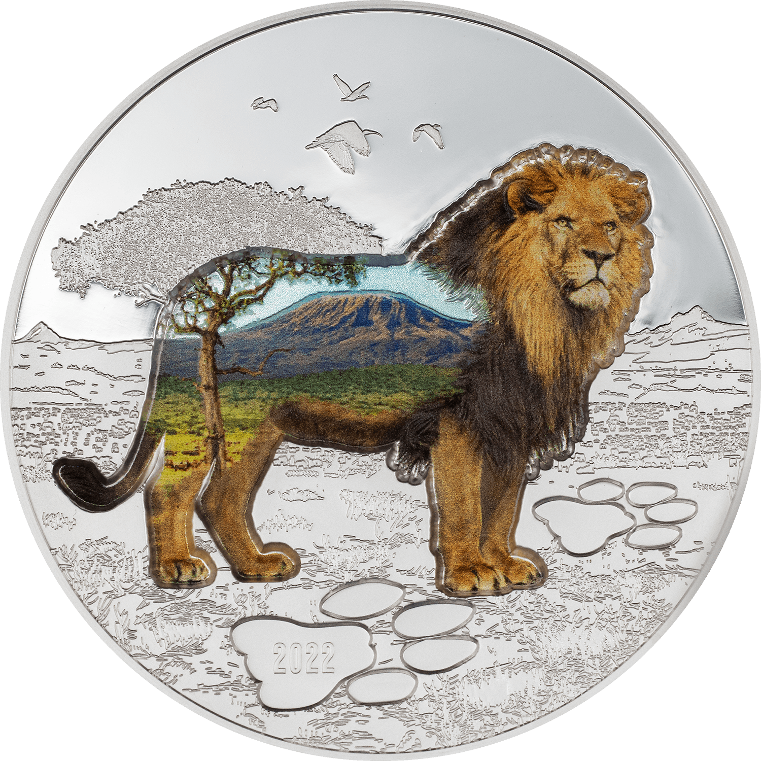 LION Into The Wild 2 Oz Silver Coin 1000 Togrog Mongolia 2022 - PARTHAVA COIN