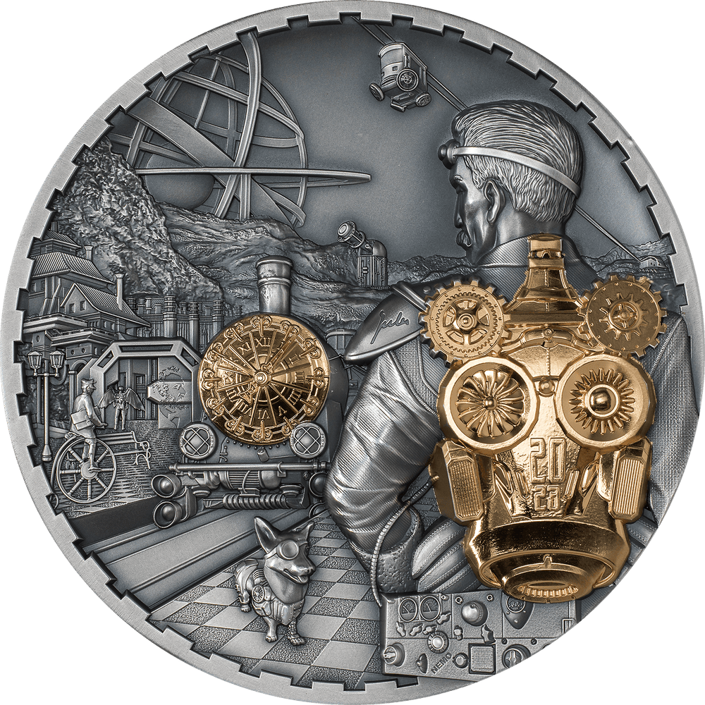 JET PACK Steampunk 1 Kg Kilo Edition Silver Coin $100 Cook Islands 2023 ...