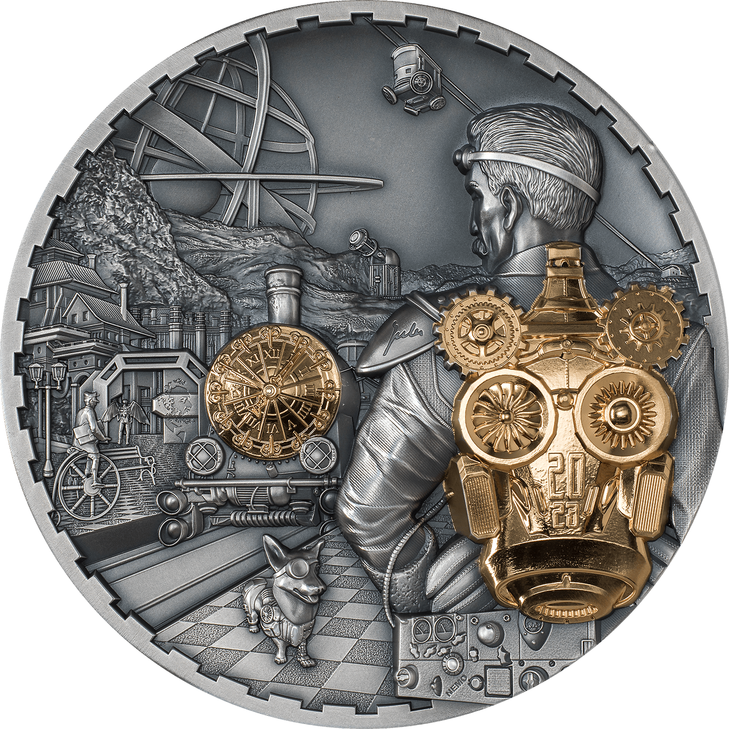 JET PACK Steampunk 1 Kg Kilo Edition Silver Coin $100 Cook Islands 2023 - PARTHAVA COIN