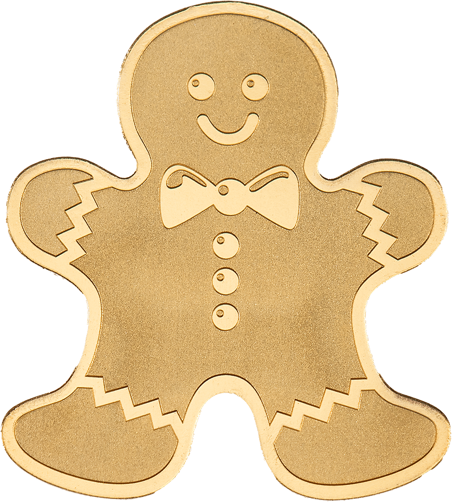 GINGERBREAD MAN Golden Highlights Gold Coin $1 Palau - PARTHAVA COIN