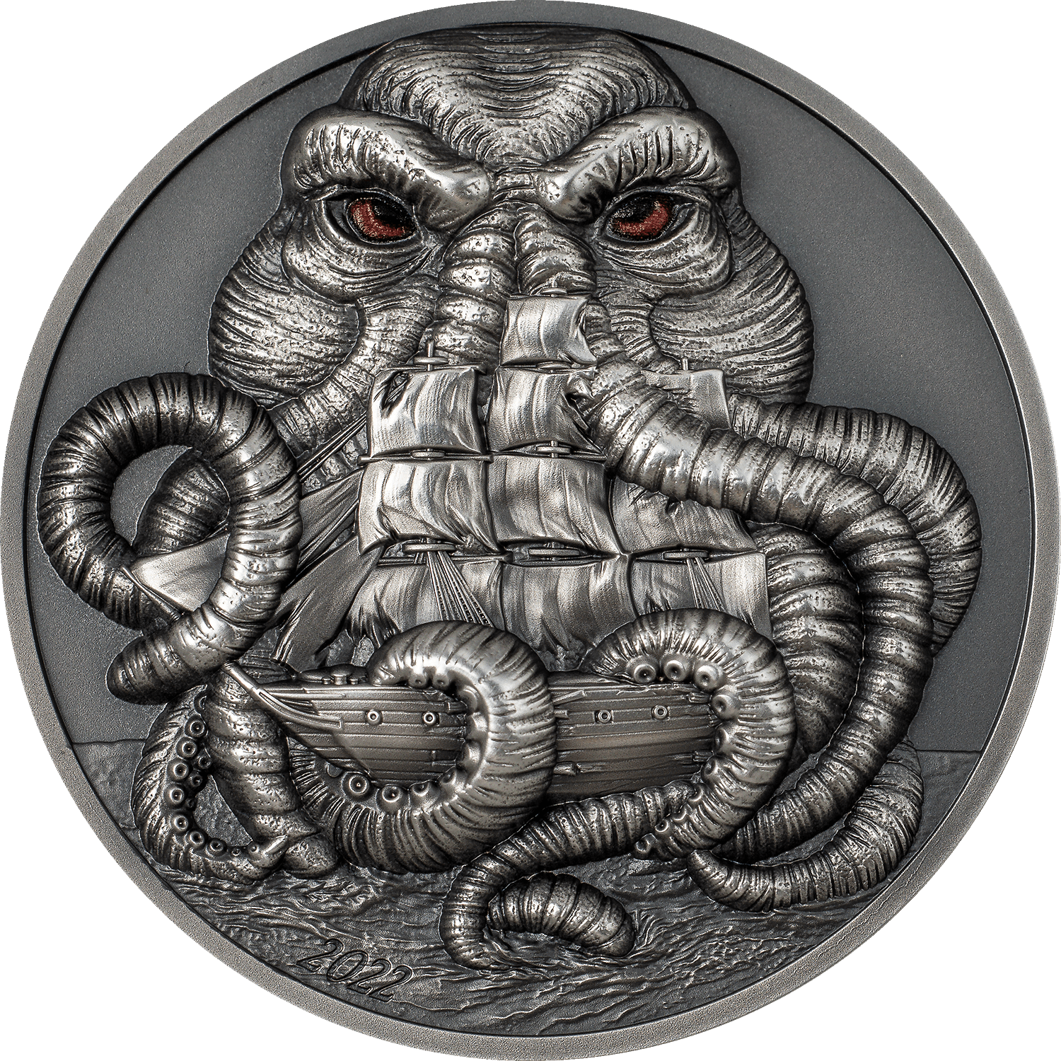 CTHULHU Howard Phillips Lovecraft 3 Oz Silver Coin $20 Palau 2022 - PARTHAVA COIN