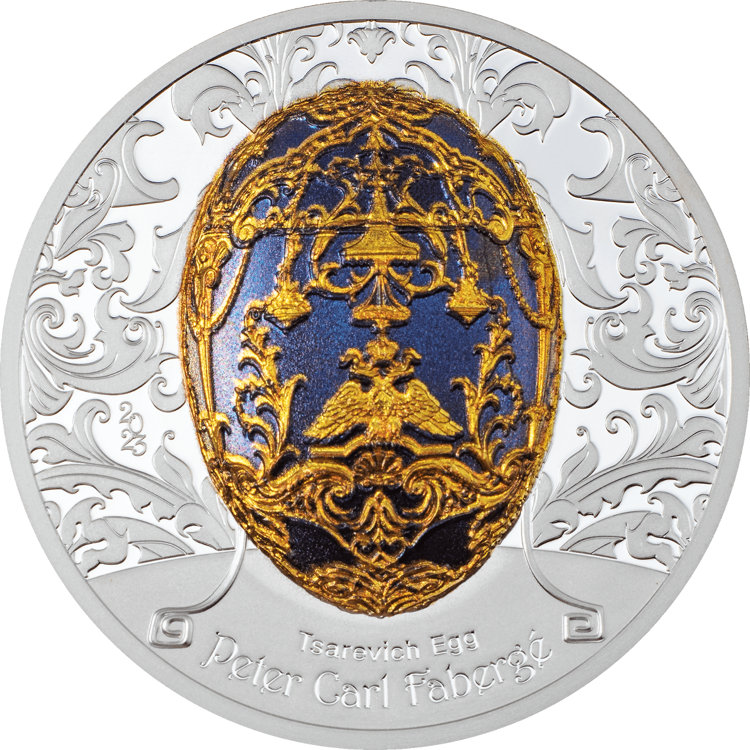 TSAREVICH FABERGE EGG Peter Carl 2 Oz Silver Coin 1000 Togrog Mongolia 2023 - PARTHAVA COIN
