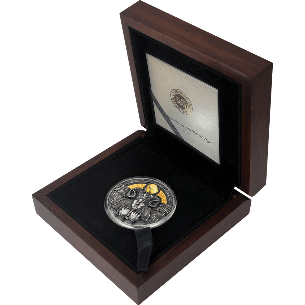 AMUN-RA Divine Faces Of The Sun 3 Oz Silver Antique Finish Coin 5$ NIUE 2020 - PARTHAVA COIN