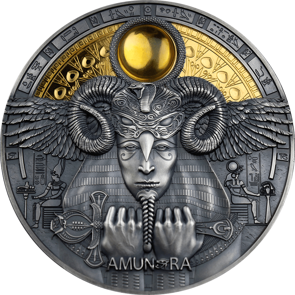 AMUN-RA Divine Faces Of The Sun 3 Oz Silver Antique Finish Coin 5$ NIUE 2020 - PARTHAVA COIN