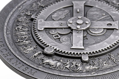 ANTIKYTHERA MECHANISM Antiqued Archeology Symbolism 3 Oz Silver Coin $20 Cook Islands 2023 - PARTHAVA COIN