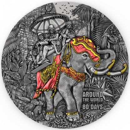 AROUND THE WORLD IN 80 DAYS 150th Anniversary 3 Oz Silver Coin $5 Niue 2022 - PARTHAVA COIN