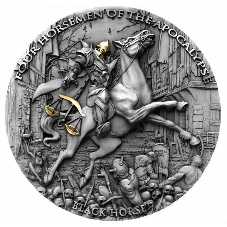 BLACK HORSE Four Horsemen of the Apocalypse 2 Oz Silver Coin 5$ Niue 2020 - PARTHAVA COIN