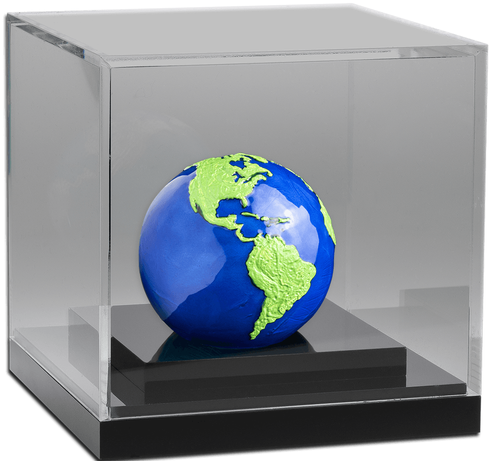 BLUE MARBLE Green Planet Earth Spherical 3 Oz Silver Coin $5 Barbados 2022 - PARTHAVA COIN