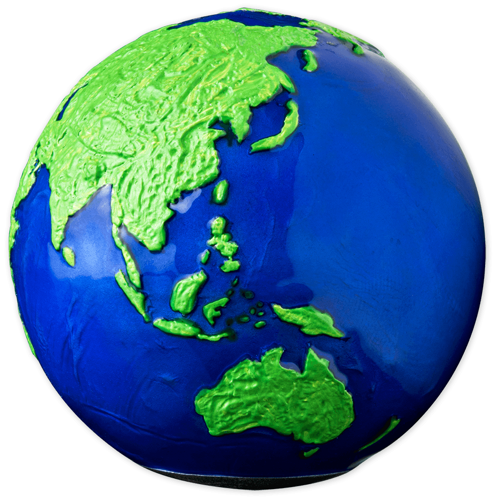 BLUE MARBLE Green Planet Earth Spherical 3 Oz Silver Coin $5 Barbados 2022 - PARTHAVA COIN