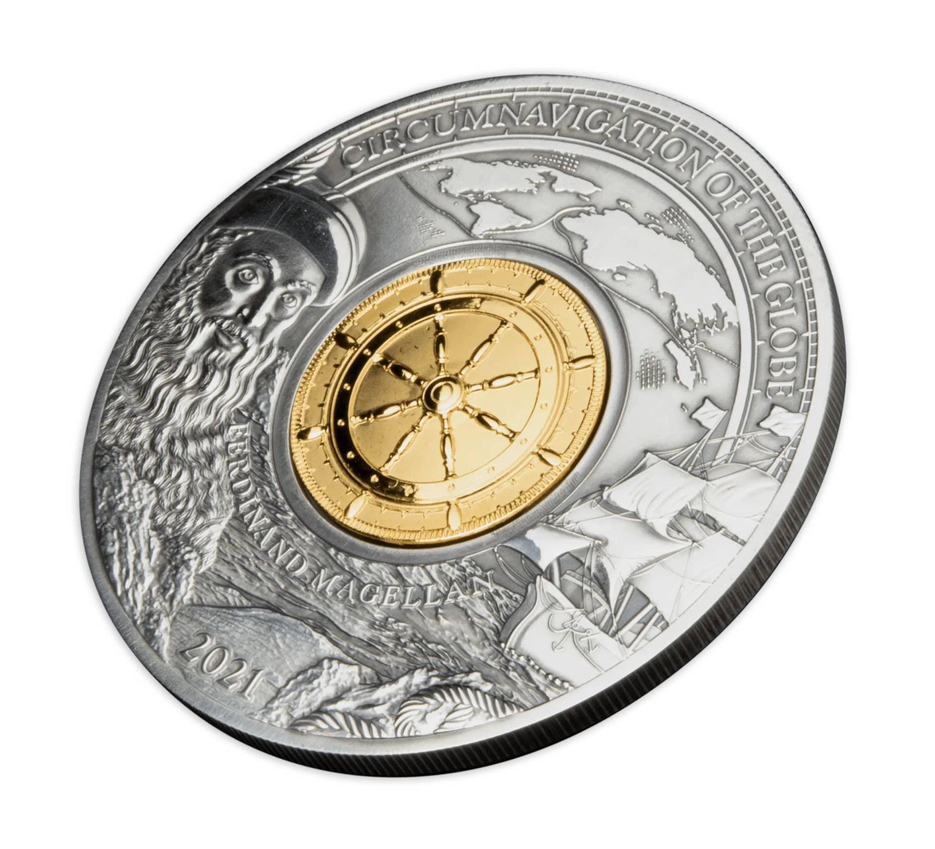 CIRCUMNAVIGATION OF THE WORLD – FERDINAND MAGELLAN 500TH ANNIVERSARY 3 oz Silver Coin $5 Barbados 2021 - PARTHAVA COIN