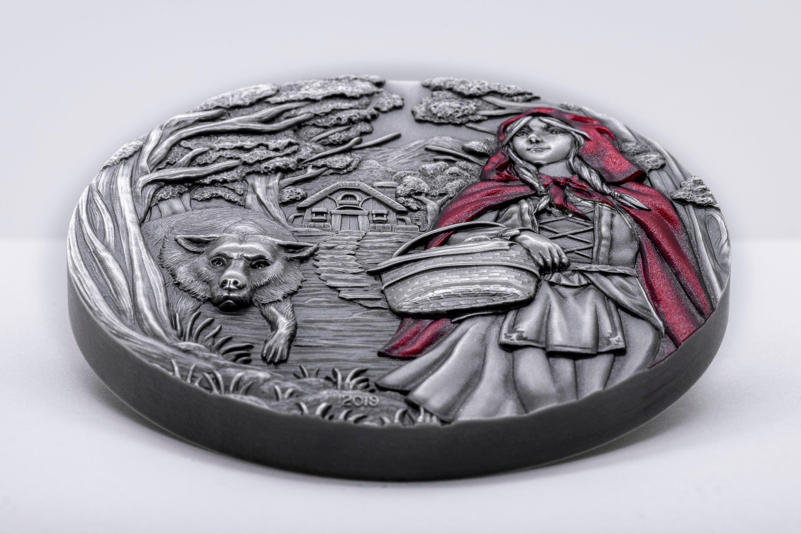LITTLE RED RIDING HOOD Fairy Tales Fables 3 Oz Silver Coin 20$ Cook Islands 2019 - PARTHAVA COIN