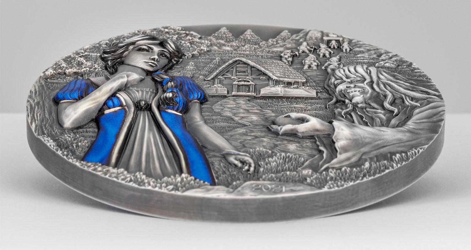 SNOW WHITE Fairy Tales Fables 3 Oz Silver Coin 20$ Cook Islands 2021 - PARTHAVA COIN
