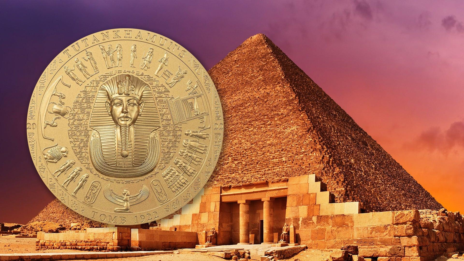 TUTANKHAMUN’S TOMB 1922 Archeology Symbolism Gilded 3 Oz Silver Coin 20$ Cook Islands 2022 - PARTHAVA COIN