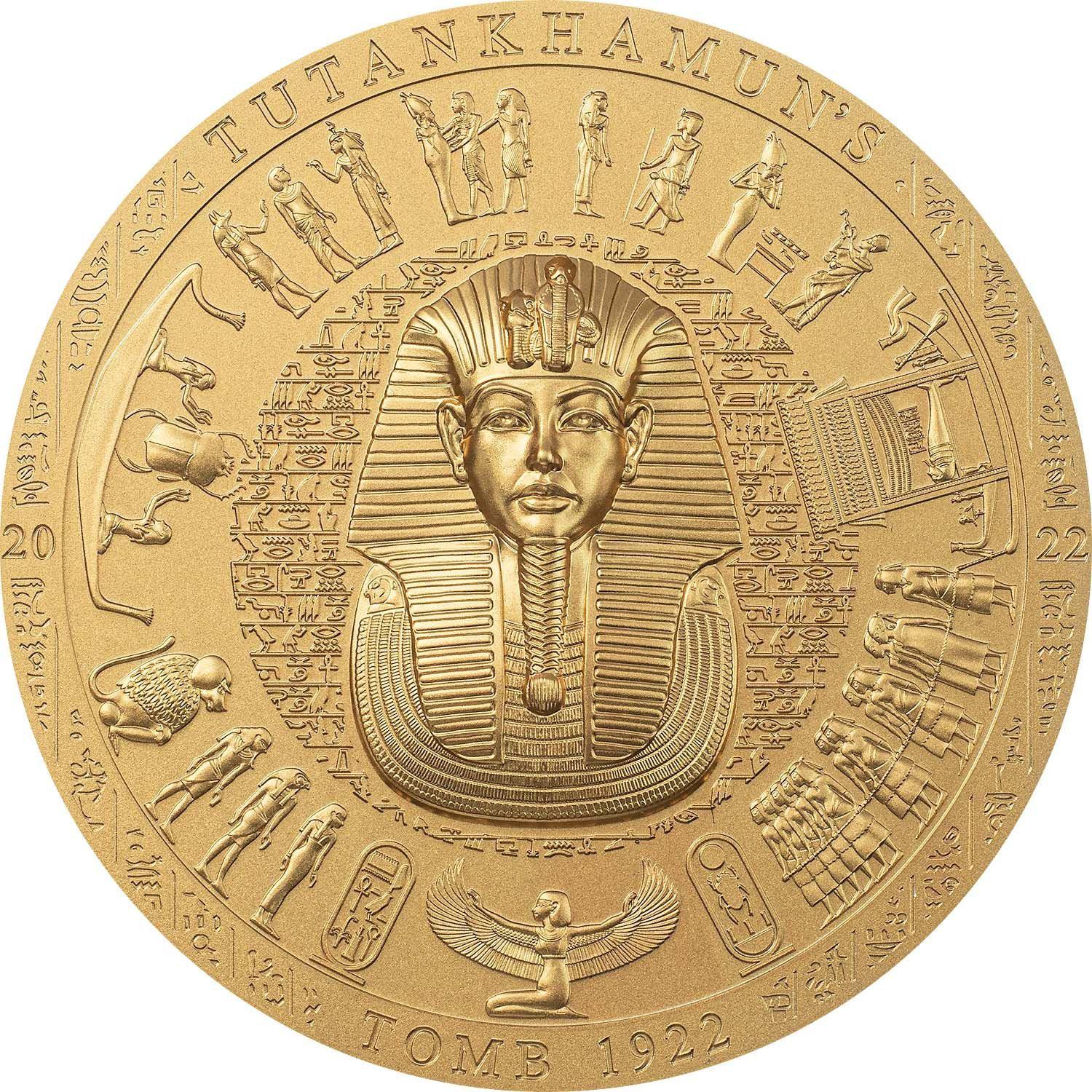 TUTANKHAMUN’S TOMB 1922 Archeology Symbolism Gilded 3 Oz Silver Coin 20$ Cook Islands 2022 - PARTHAVA COIN