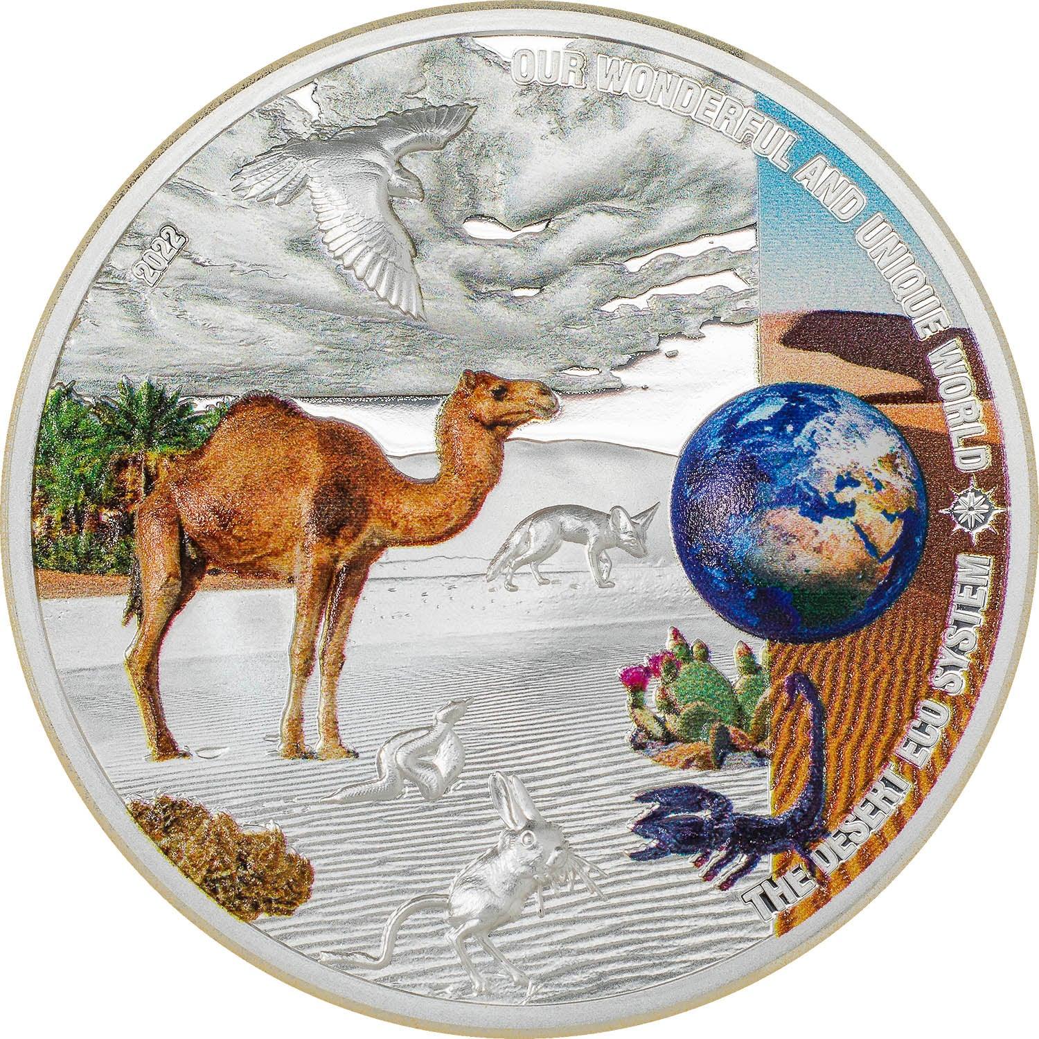 DESERT Our Earth Ecosystems 2 Oz Silver Coin $10 Palau 2022 - PARTHAVA COIN