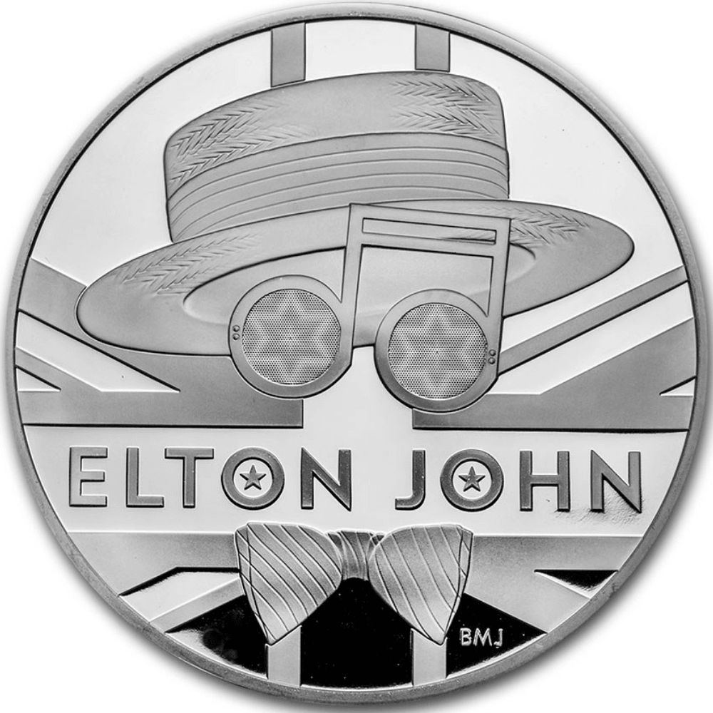 ELTON JOHN Music Legends 5 Oz Silver Coin 10 Pounds United Kingdom 2020 - PARTHAVA COIN