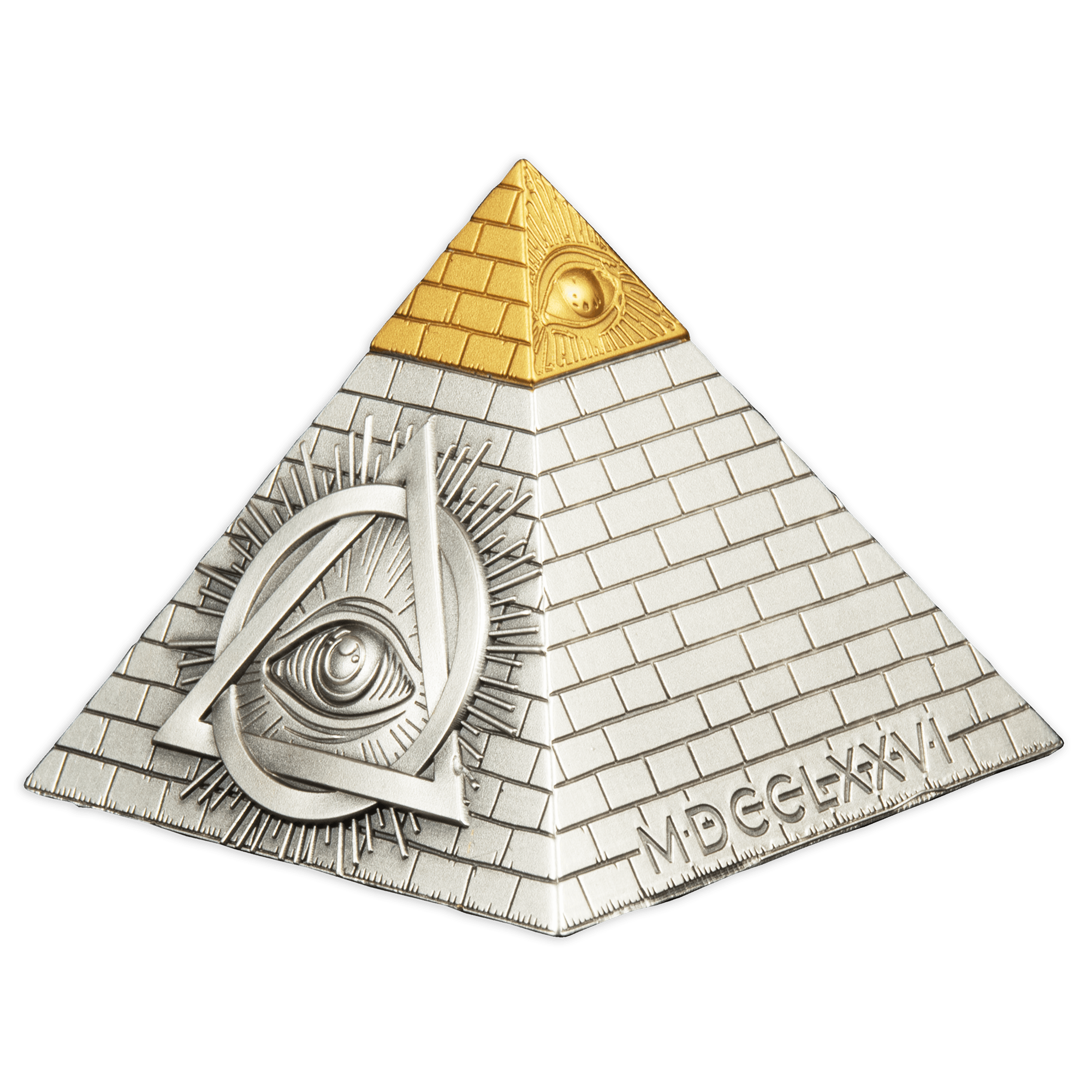 EYE OF PROVIDENCE Pyramid 5 Oz Silver Coin $5 Barbados 2023 - PARTHAVA COIN