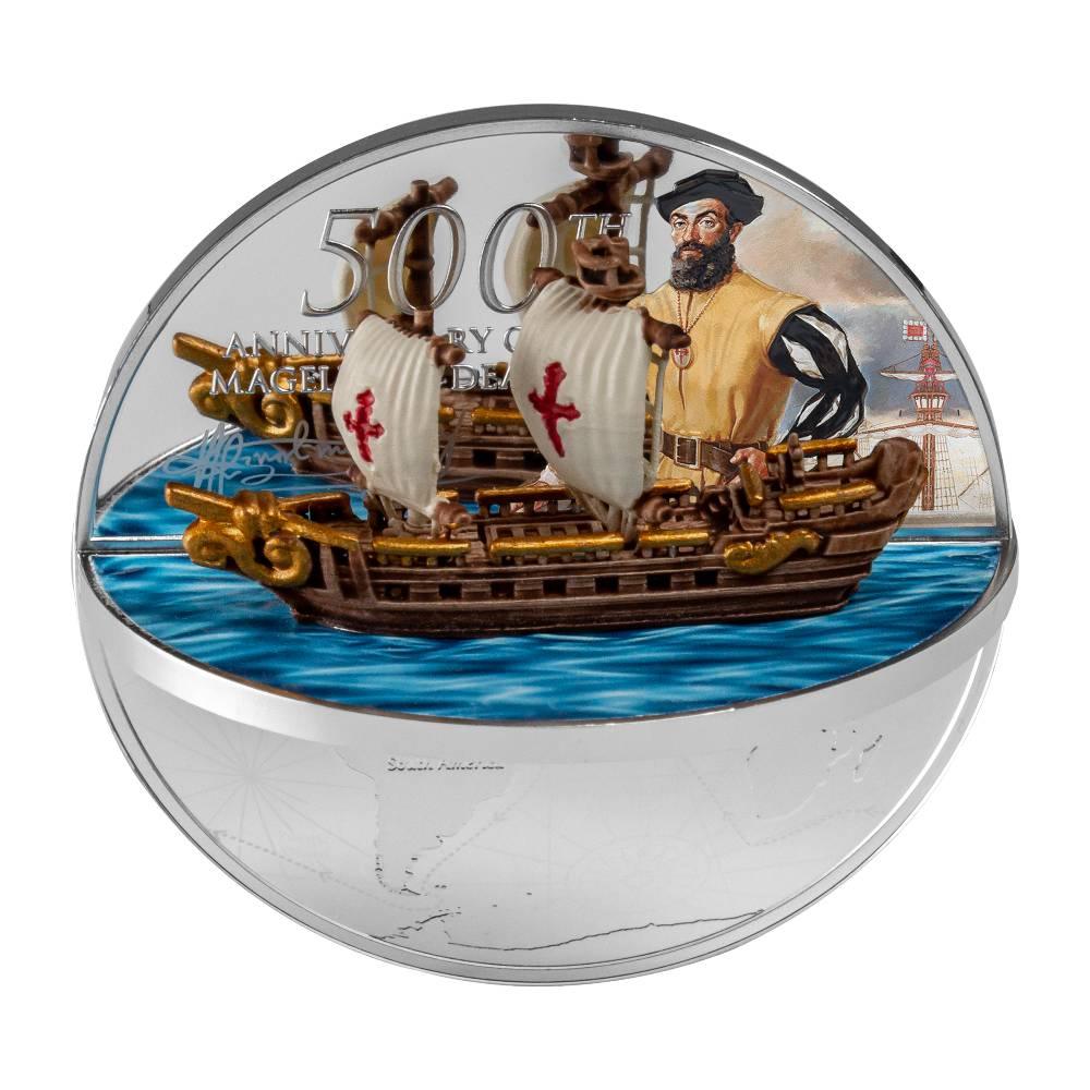 FERDINAND MAGELLAN 3D Shape 500th Anniversary 2 Oz Silver Coin 5$ Niue 2021 - PARTHAVA COIN