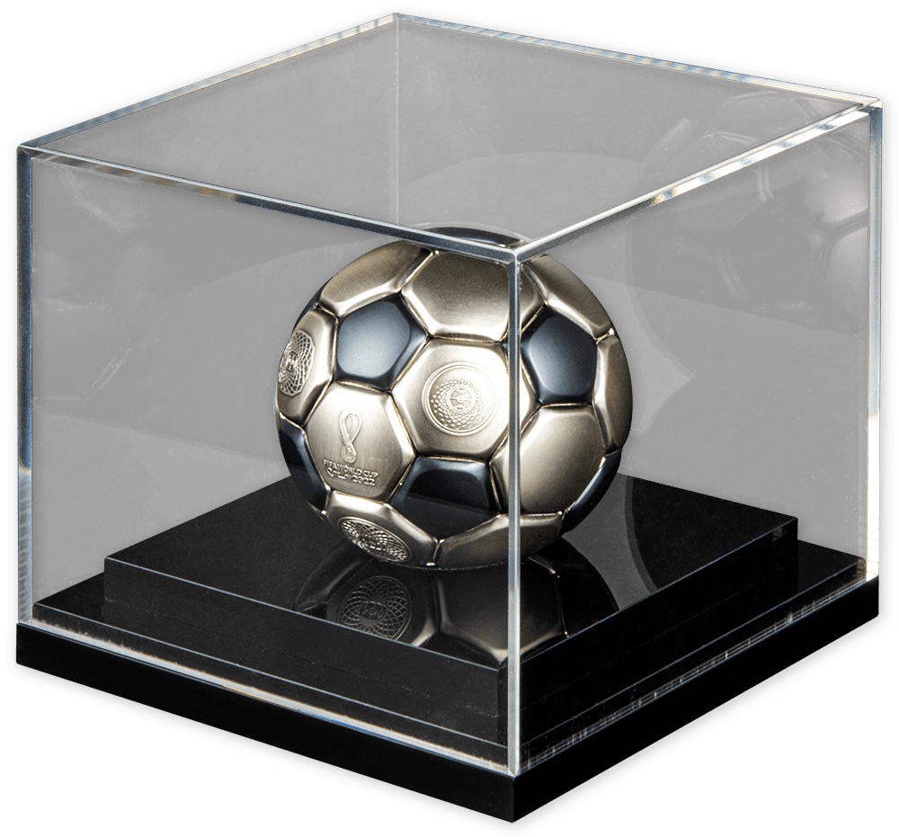 FIFA FOOTBALL IN QATAR SPHERICAL World Cup 3 Oz Silver Coin $10 Solomon Islands 2022 - PARTHAVA COIN