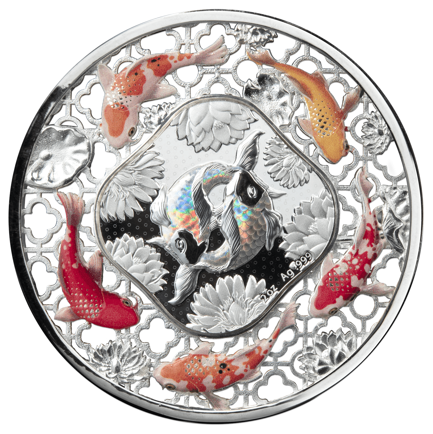 FILIGREE KOI Fortune 2 Oz Silver Coin $5 Solomon Island 2023 - PARTHAVA COIN